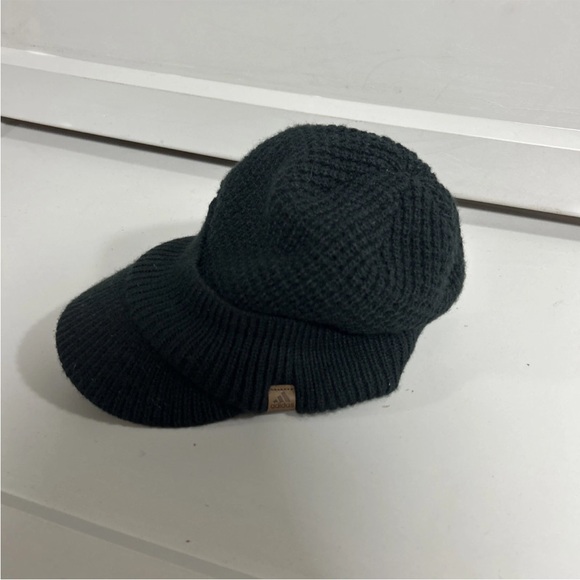 Adidas Black Cable Knit Climawarm Brim Beanie Fleece Lined Hat Women’s OSFM - Picture 7 of 9
